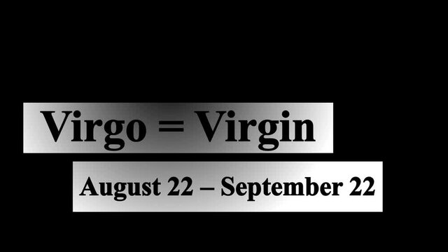 Simple and clean animated Virgo zodiac sign lower third in alpha channel (transparent background) high resolution. Easy to use.