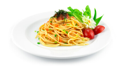Mentaiko Spaghetti Cream  sauce Mentaiko ontop Mentaiko Cod Roe and Seaweed Japanese Tara Good taste Japanese food