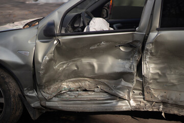 Car after an accident. Broken transport.