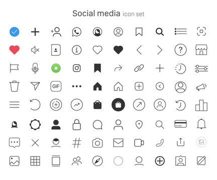 Set of social media icons. UI elements symbol modern, simple, vector, icon for website design, mobile app, ui. Vector Illustration