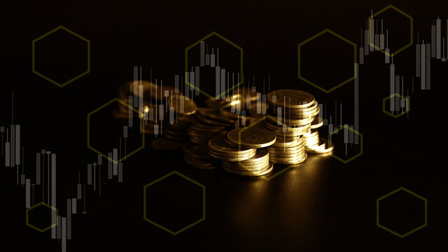 coins with trading graph, financial investment concept can be use as background