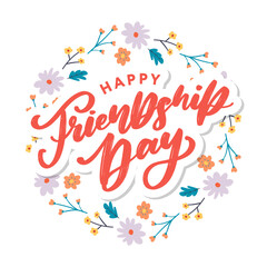 Happy Friendship Day greeting card. For poster, flyer, banner for website template, cards, posters, logo. Vector illustration.