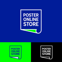 Art and posters shop logo. Online store. Roll of paper with letters. 
Emblem can use for poster shop, art company, print production, online shop.