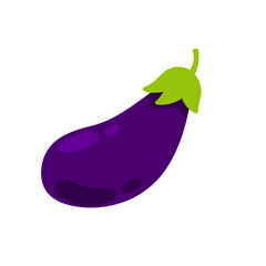 Eggplant. Purple vegetable. Natural vegan food. Flat illustration isolated on white background