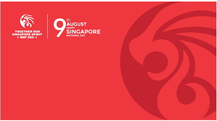 The 56th, 2021 Singapore Independence Day logo. Abstract design with the lion head symbol. Useful for national holidays poster, shopping template, banner and more. Vector illustration. - obrazy, fototapety, plakaty