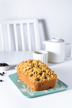Dried blueberry and  vanilla streusel pound cake