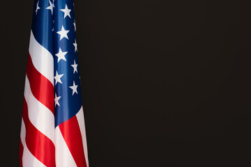 national flag of america with stars and stripes isolated on black