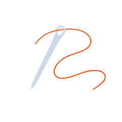 Thread with needle. Sewing and knitting. Hobbies and needlework. Flat illustration isolated on white