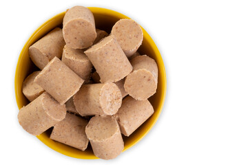 ceramic container with sweets made from peanuts known in Brazil as paçoca