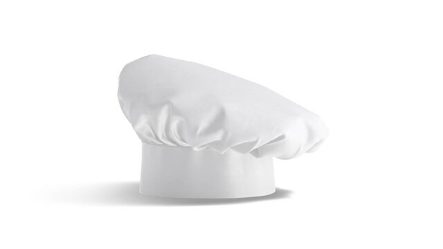Blank white chef hat mockup, looped rotation
