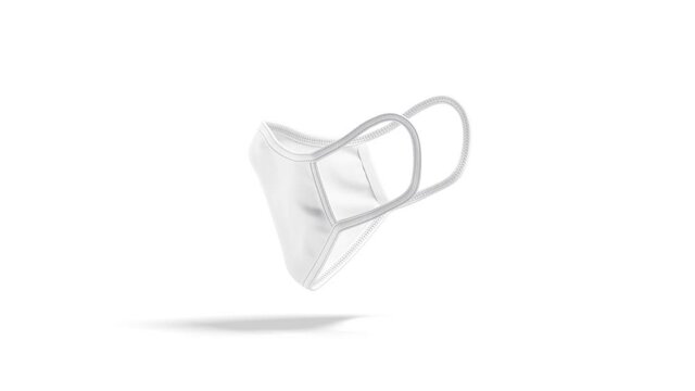 Blank white fabric face mask mockup, looped rotation