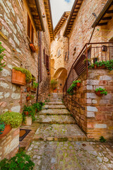 Fototapeta na wymiar Spello charming historic center lane in Umbria