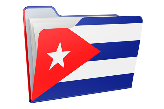 Computer folder icon with Cuban flag. 3D rendering