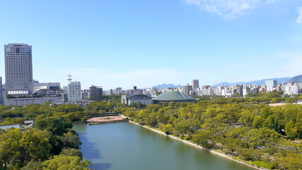 Fototapeta na wymiar 広島城の天守閣から見た広島市街地
