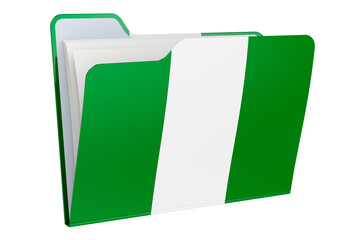 Computer folder icon with Nigerian flag. 3D rendering