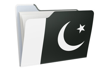 Computer folder icon with Pakistani flag. 3D rendering