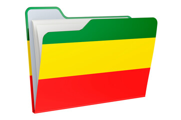 Computer folder icon with Rastafarian flag. 3D rendering