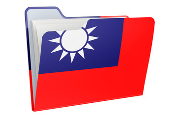 Computer folder icon with Taiwanese flag. 3D rendering