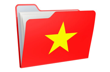 Computer folder icon with Vietnamese flag. 3D rendering