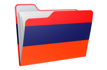 Computer folder icon with Armenian flag. 3D rendering
