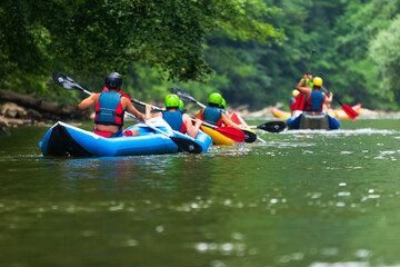 kayak on the river. Rafting on the river Crisul Repede, Bihor, Romania