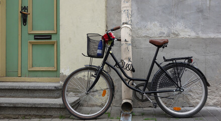 old bicycle in the street, Tallinn, Estonia