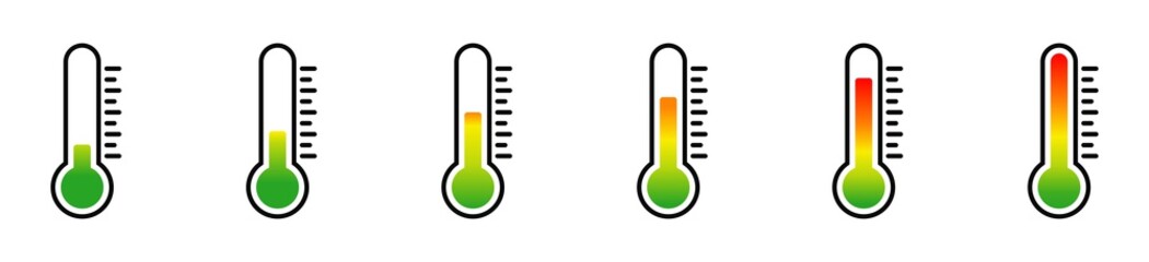 Thermometer icon set. temperature symbol, temperature sign. vector illustration - obrazy, fototapety, plakaty