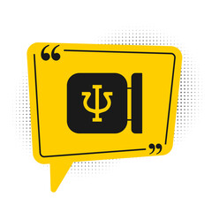 Black Psychology icon isolated on white background. Psi symbol. Mental health concept, psychoanalysis analysis and psychotherapy. Yellow speech bubble symbol. Vector