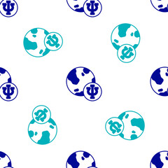 Blue Psychology icon isolated seamless pattern on white background. Psi symbol. Mental health concept, psychoanalysis analysis and psychotherapy. Vector