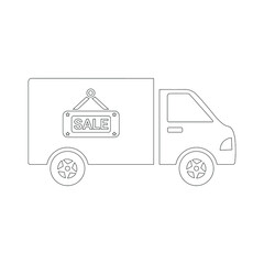 Sale offer discount van icon (Outline Vector illustration)