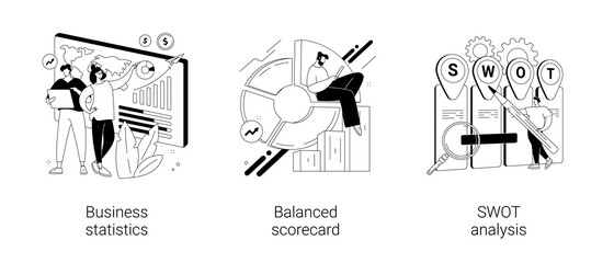 Company performance analysis abstract concept vector illustrations.