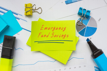 Financial concept meaning Emergency Fund Savings with inscription on the page.
