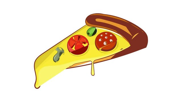 Pizza slice icon animation cartoon best object isolated on white background