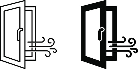 Open window icon, Room ventilation icon