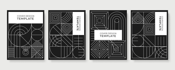 Black and white luxury Invitation card design vector. Abstract geometry frame and Art deco pattern background. Use for wedding invitation, cover, VIP card, print, poster and wallpaper