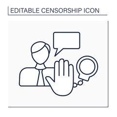 Chilling effect line icon. Inhibition or discouragement actions. Threat of legal sanction, imprisonment and limitations. Censorship concept. Isolated vector illustration. Editable stroke