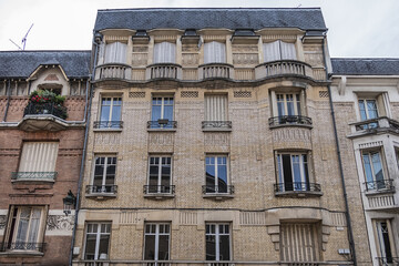 Naklejka premium Architectural fragments of residential buildings in Orleans. Orleans is a city in north-central France, about 111 kilometers southwest of Paris.