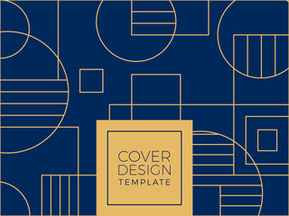 Abstract art deco background. Luxury minimal style wallpaper with golden line art, geometric shapes, Memphis concept, abstract texture. Vector background for cover, banner, poster, web, and packaging