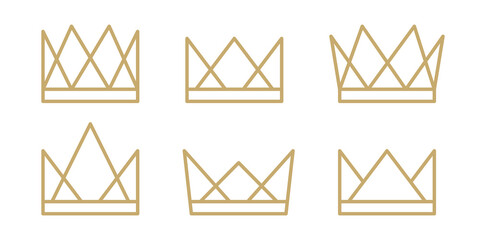 Crown geometric set icon logo vector illustration.
