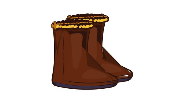Winter shoes icon animation cartoon best object isolated on white background