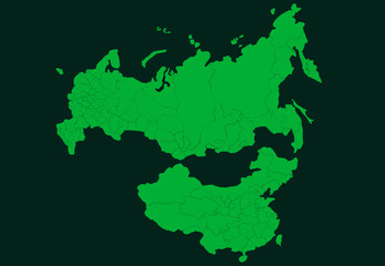 Fototapeta na wymiar map of Russia and China
