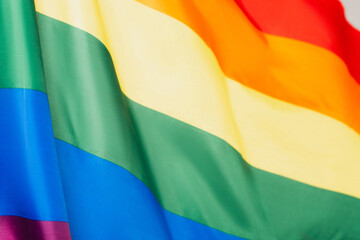 close up of rainbow colors of lgbt flag