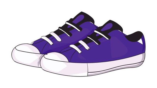 Womens Purple Sneakers Icon Animation Cartoon Best Object Isolated On White Background