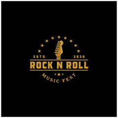 Rock and Roll Guitar Music Emblem