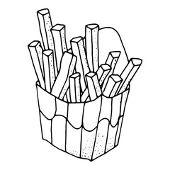 hand drawn fries illustration in doodle style
