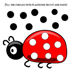 Educational paper game for preschoolers development. Cut out parts of image and glue on paper or fill in the white spots with plasticine