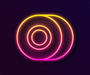 Glowing neon line Skateboard wheel icon isolated on black background. Skate wheel. Vector