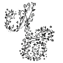 Vintage monogram letters. Decorative ornamental ancient capital letter, old alphabet monograms and filigree ornament. Vector illustration.