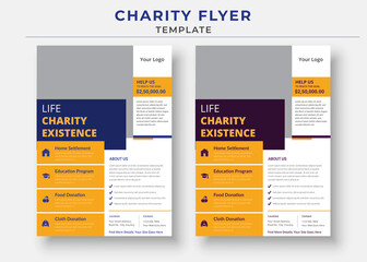 charity flyer Template, life charity existence promotion, education program flyer design