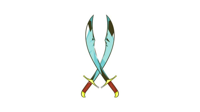 Crossed scimitars icon animation cartoon best object isolated on white background